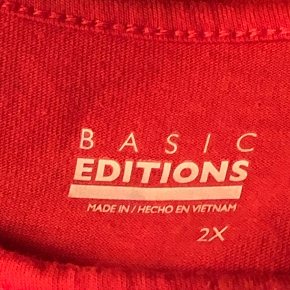 Basic Edition Dark Pink Blouse W/ Floral Bodice 2X PF - Picture 2 of 4